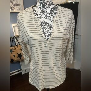 Ecote’ size small beige with blue stripes top